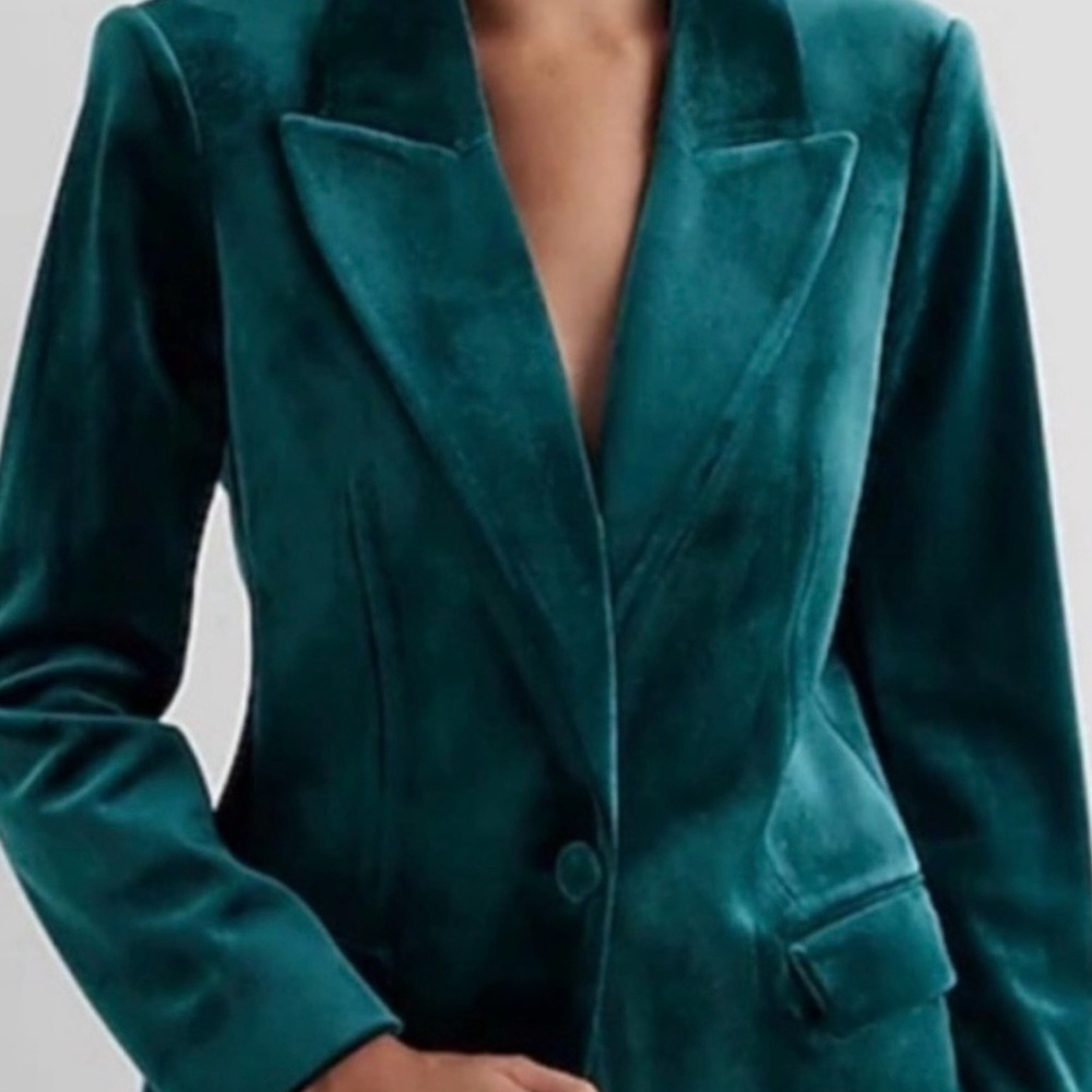 Express Teal Velvet Single-Button Blazer